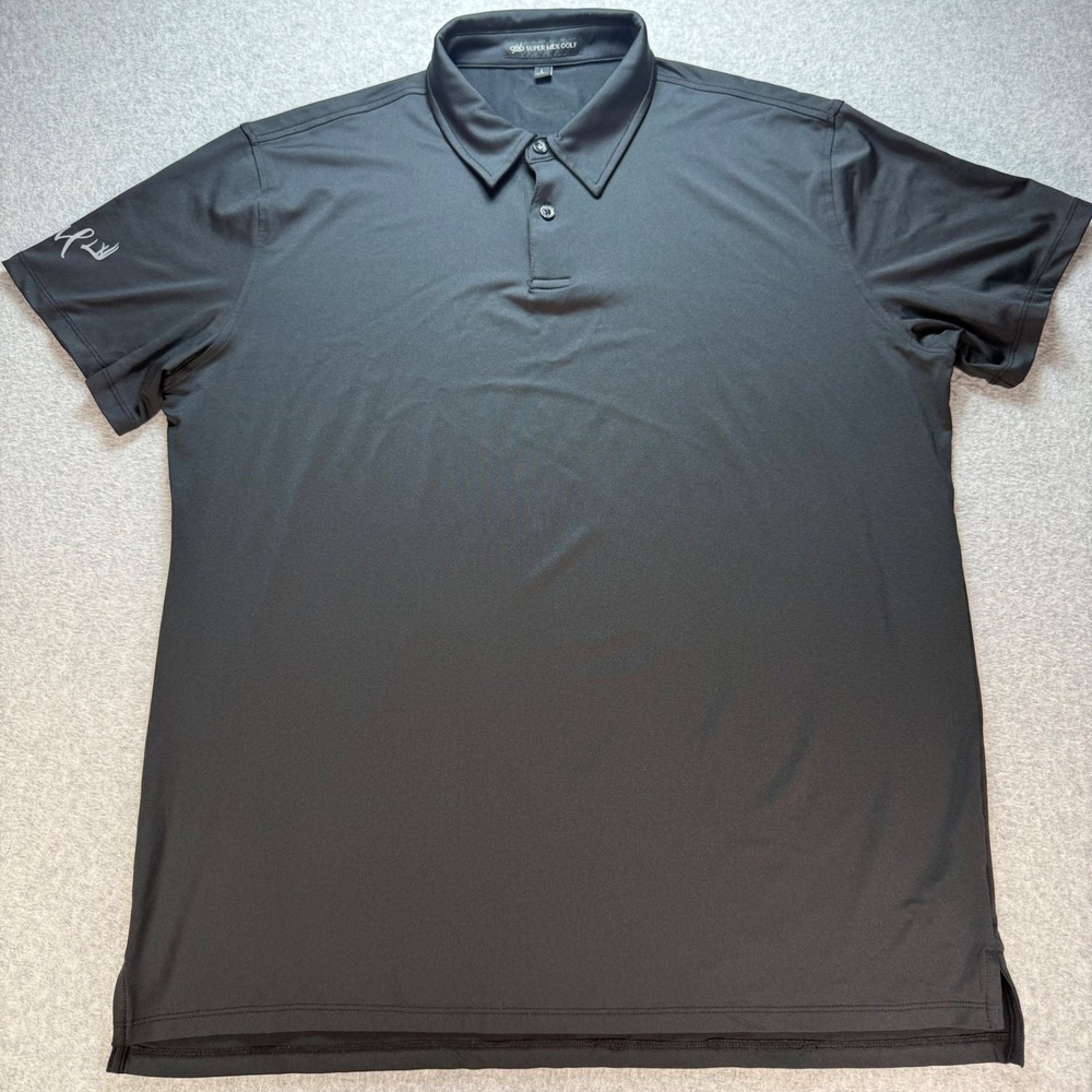 Super Mex Golf Mens Performance Polo Shirt Black Stretch Short Sleeve L